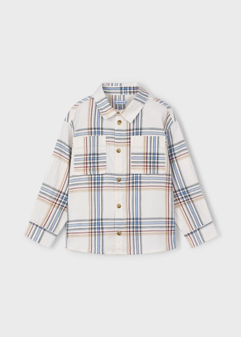 Mayoral Boys LS Check Shirt  | Cream 4128 AW