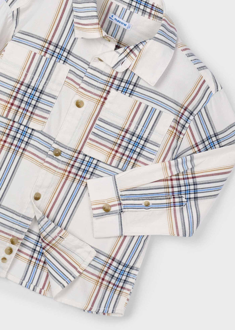 Mayoral Boys LS Check Shirt  | Cream 4128 AW