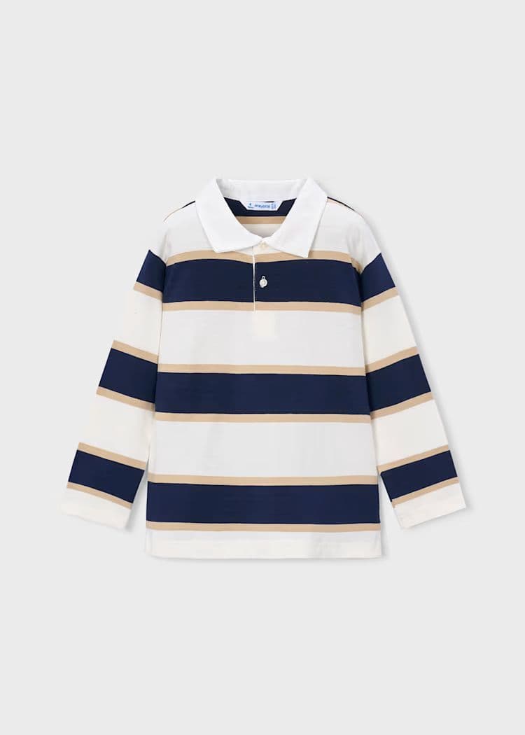 Mayoral Boys LS Stripe Polo | Navy 3111/ SS26