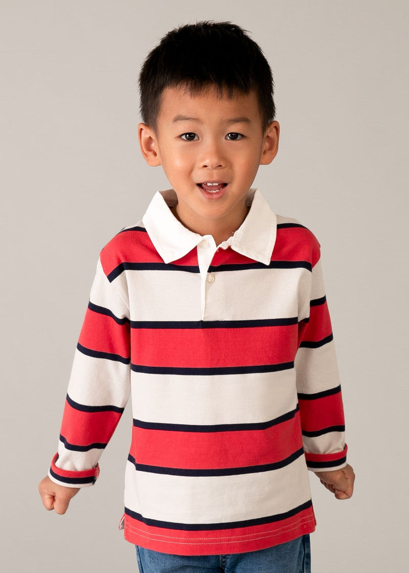 Mayoral Boys LS Stripe Polo | Tomato 3111/ SS26