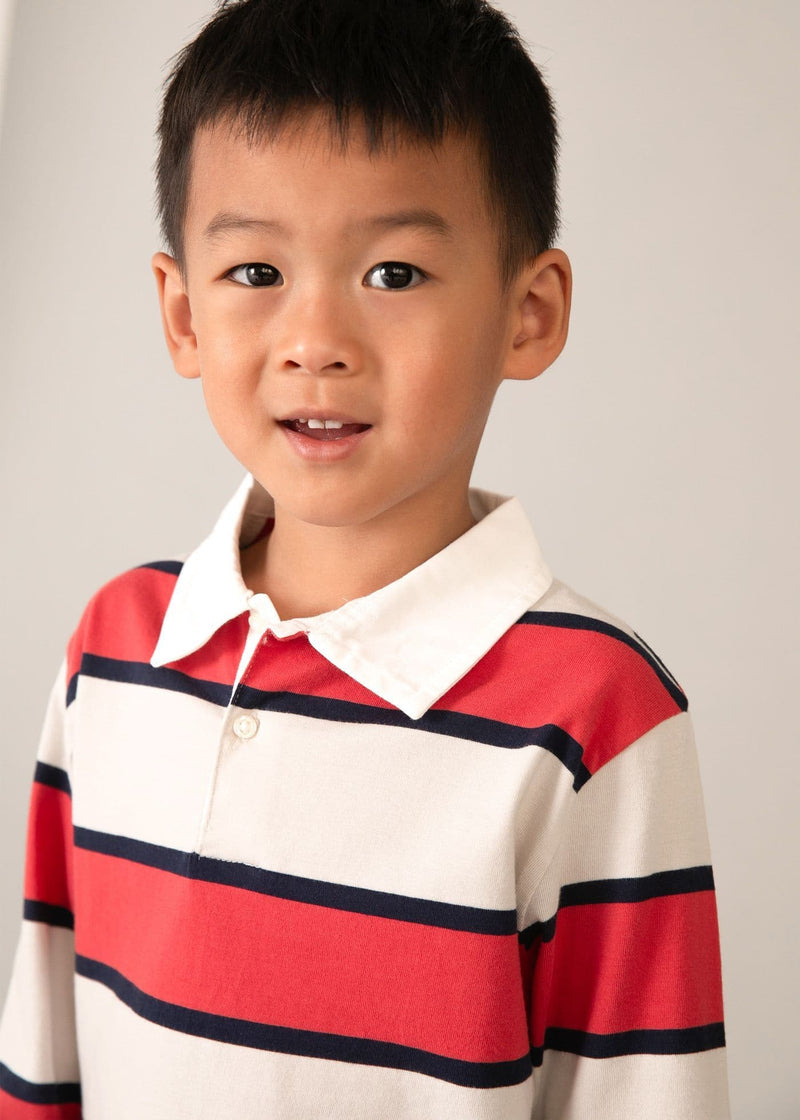 Mayoral Boys LS Stripe Polo | Tomato 3111/ SS26