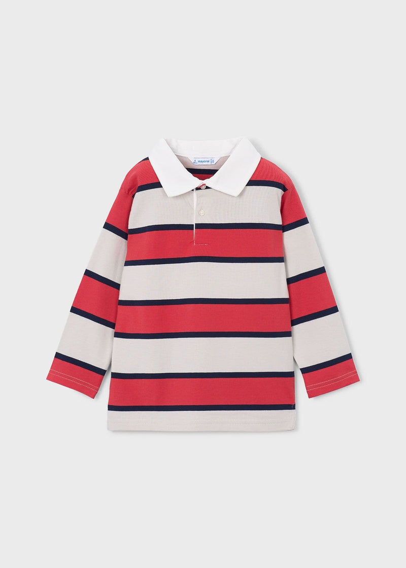 Mayoral Boys LS Stripe Polo | Tomato 3111/ SS26