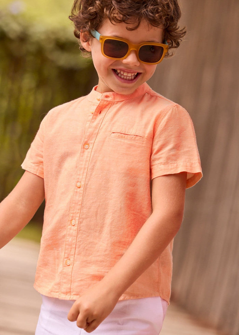 Mayoral Boys Mao Collar Shirt | Peach 3113 /SS26