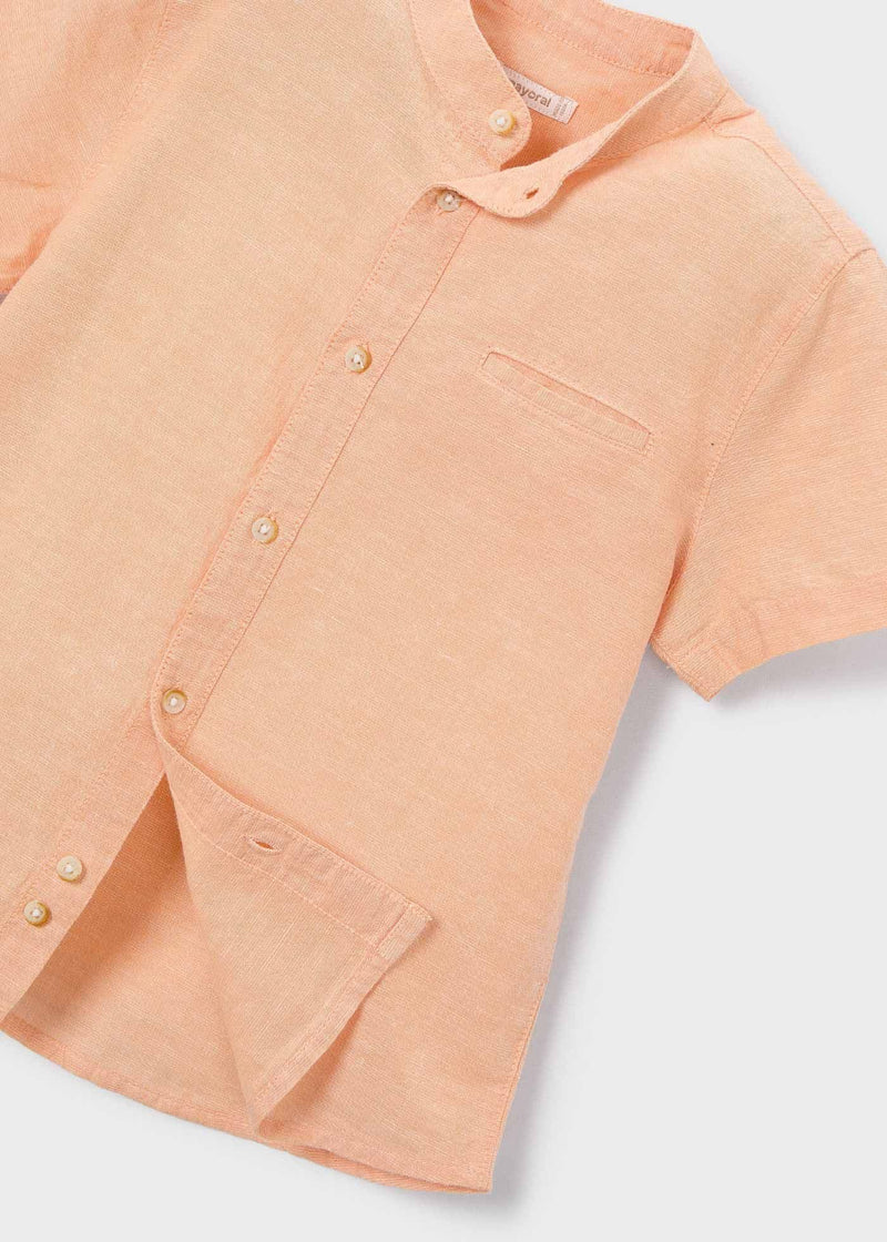 Mayoral Boys Mao Collar Shirt | Peach 3113 /SS26