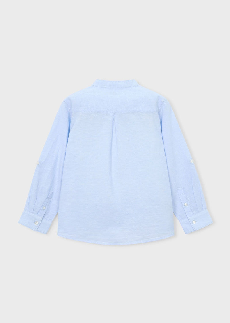 Mayoral Boys Mao Collar Shirt | Sky Blue 3118/SS26