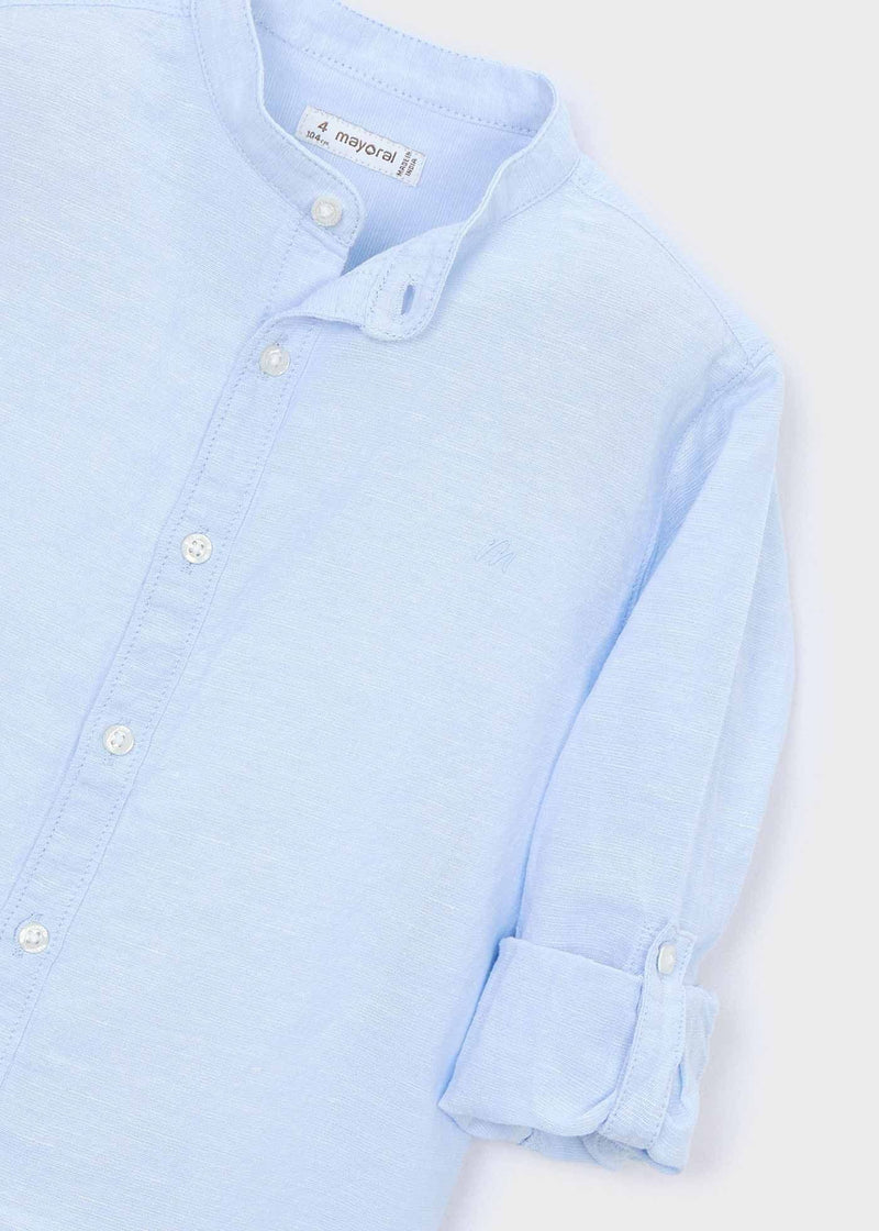 Mayoral Boys Mao Collar Shirt | Sky Blue 3118/SS26