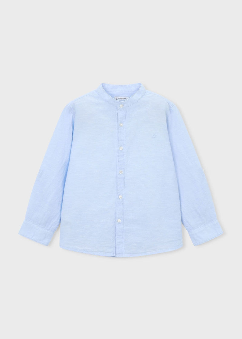 Mayoral Boys Mao Collar Shirt | Sky Blue 3118/SS26