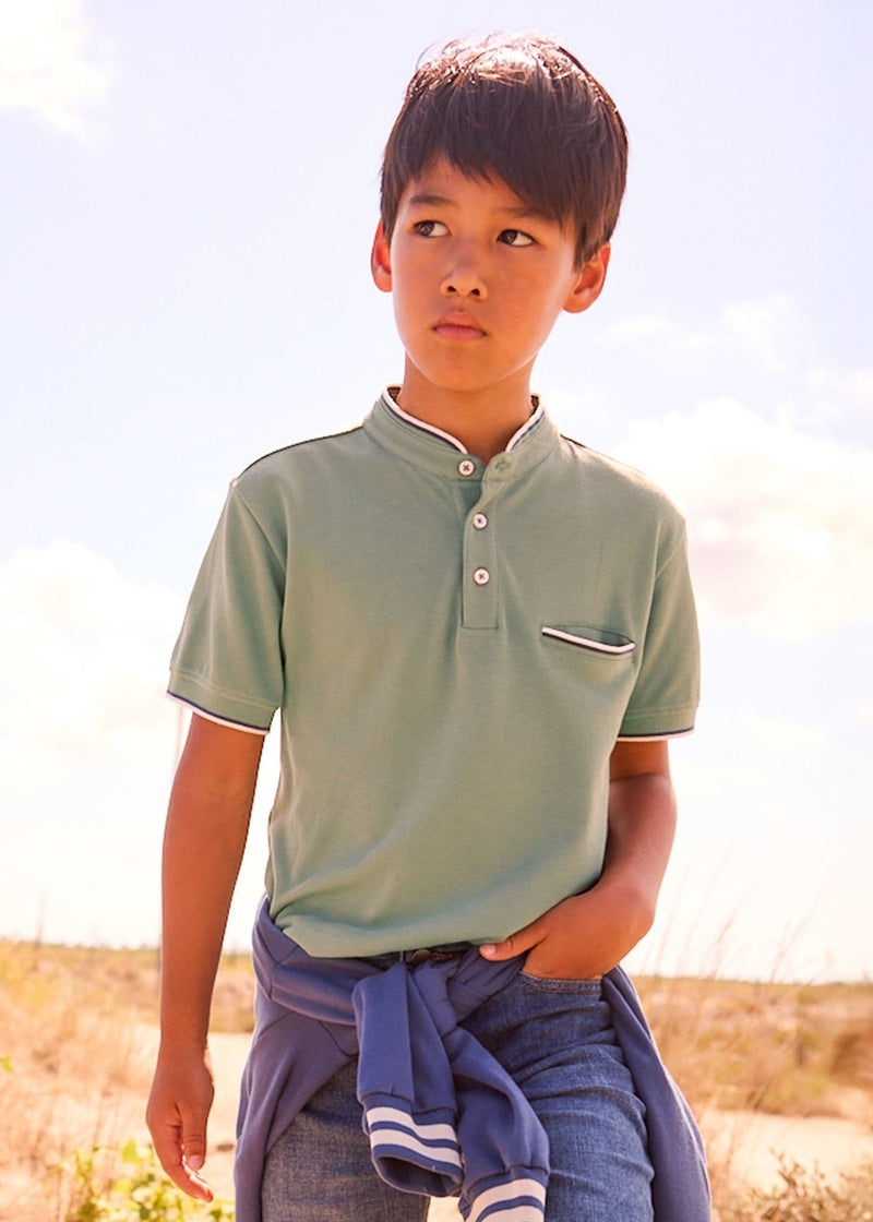 Mayoral Boys Mao Polo Neck Top| Lichen 6163/SS26