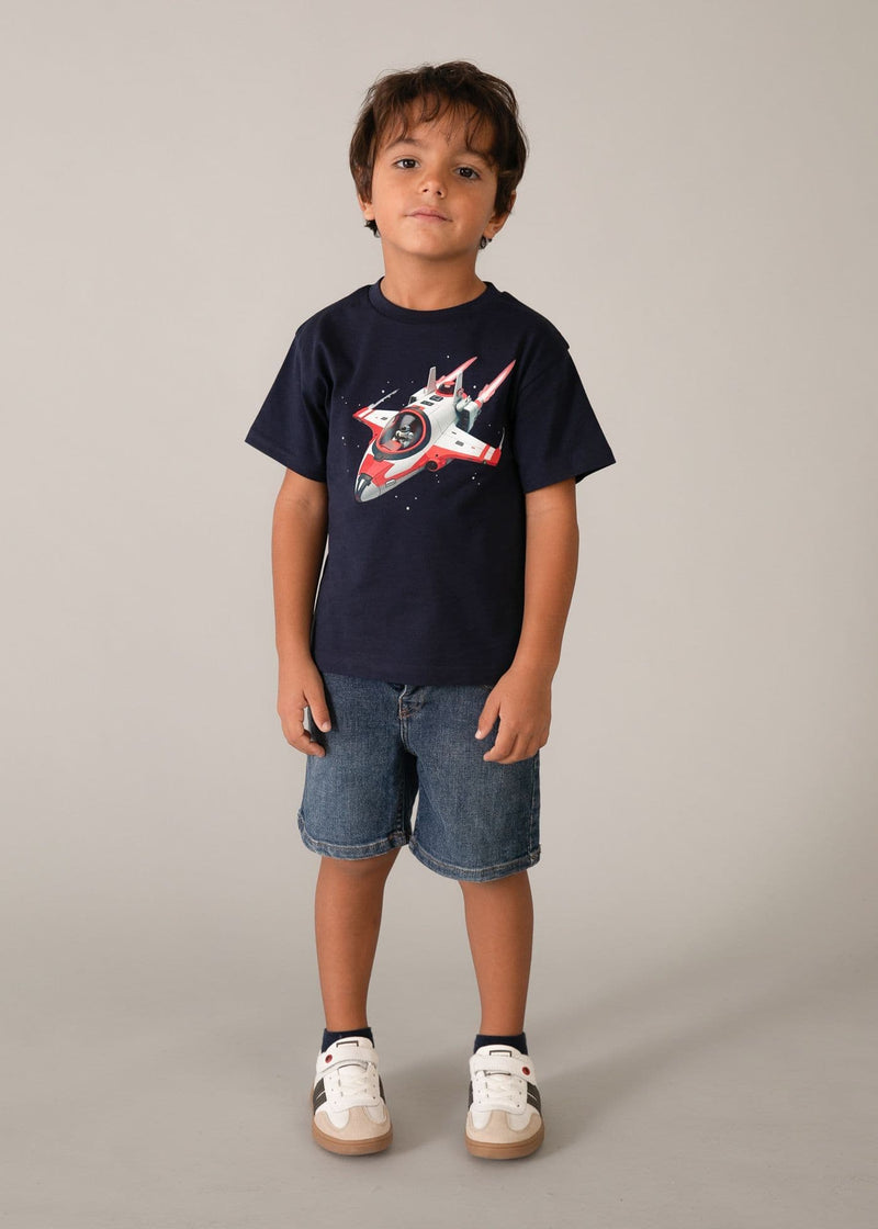 Mayoral Boys Spaceship Tee Shirt |Navy 3067/SS26