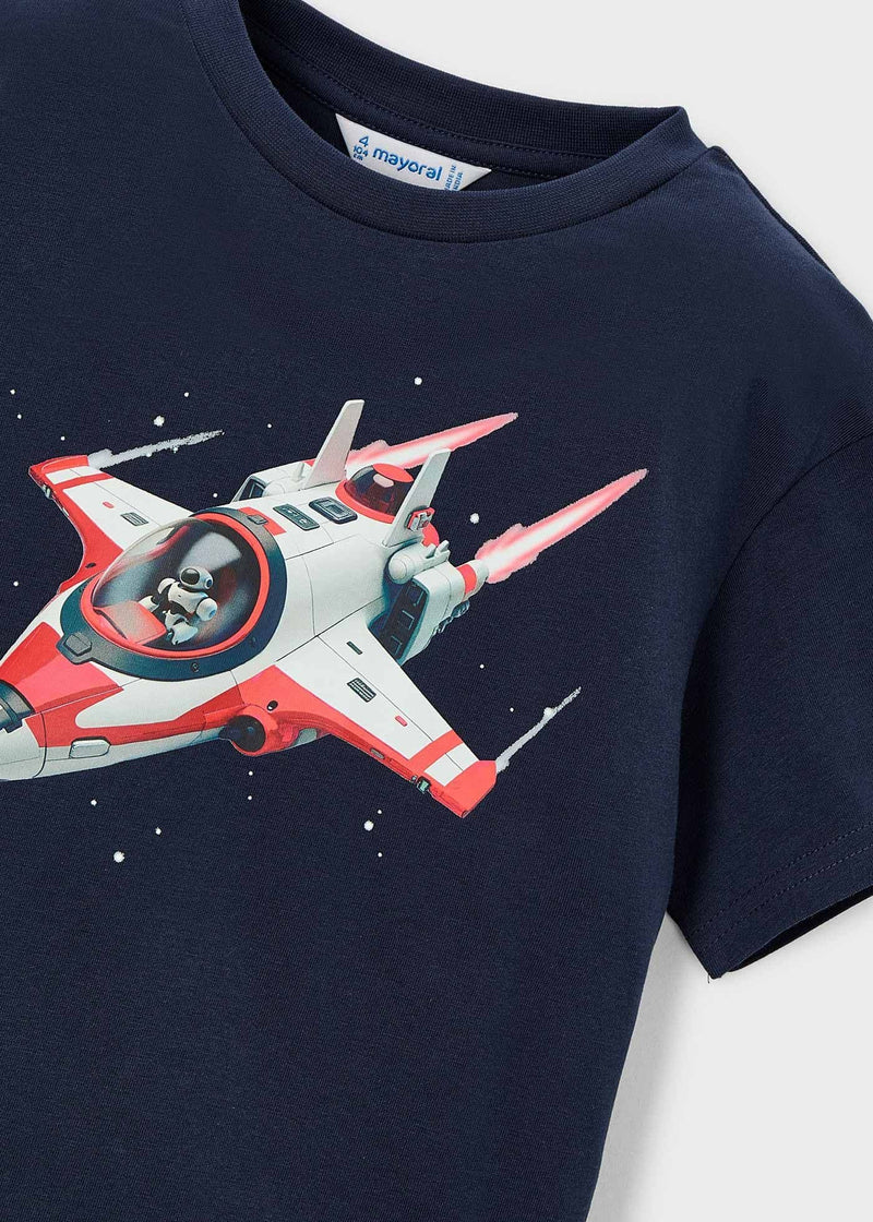 Mayoral Boys Spaceship Tee Shirt |Navy 3067/SS26
