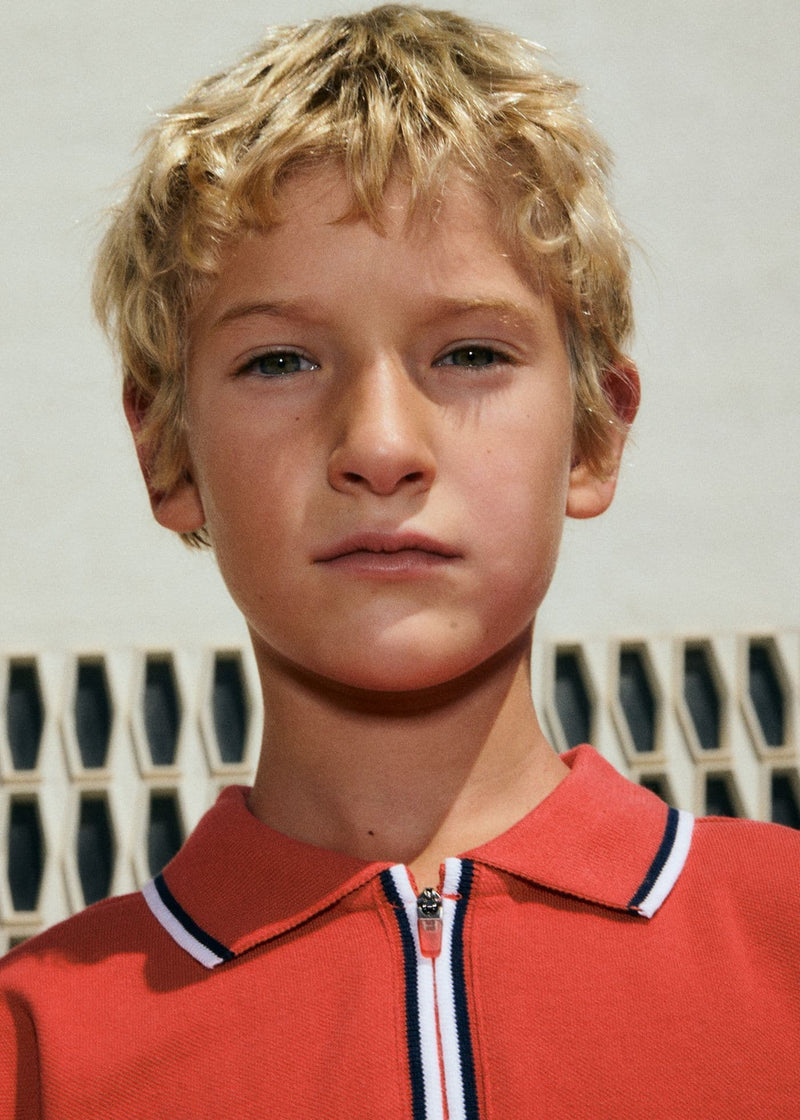 Mayoral Boys  Zip Polo | Tomato 6166/SS26