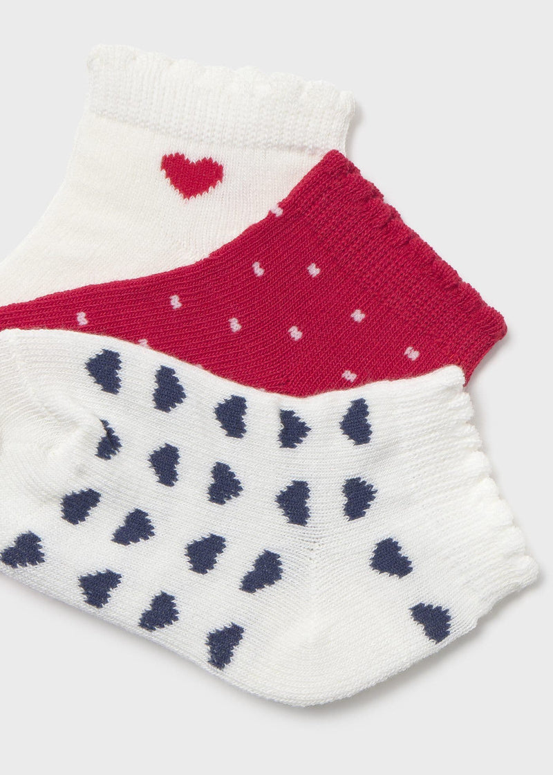 Mayoral Girls  3 Pack Socks | Red 10141/SS26