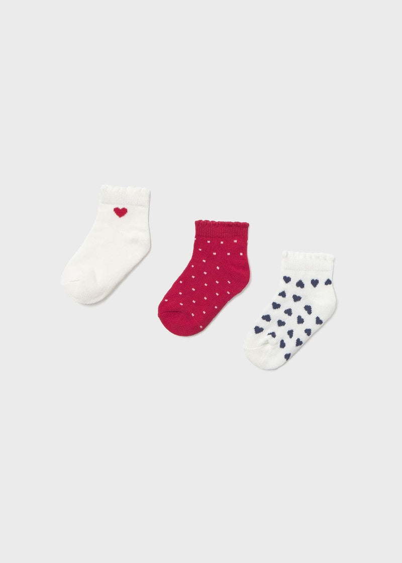 Mayoral Girls  3 Pack Socks | Red 10141/SS26