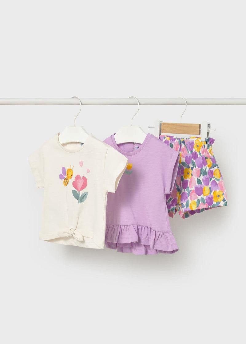 Mayoral  Girls 3 Pieces Shorts Set | Lilac 1206/SS26