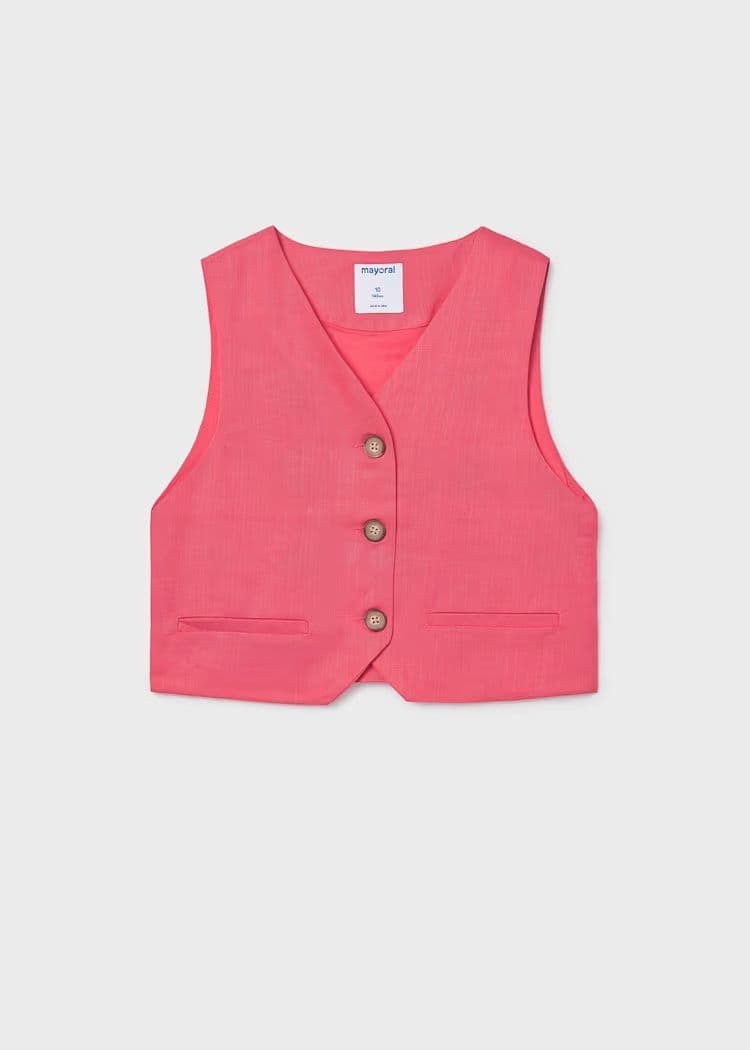 Mayoral Girls Buttoned Vest   | Coral 6355 /SS26