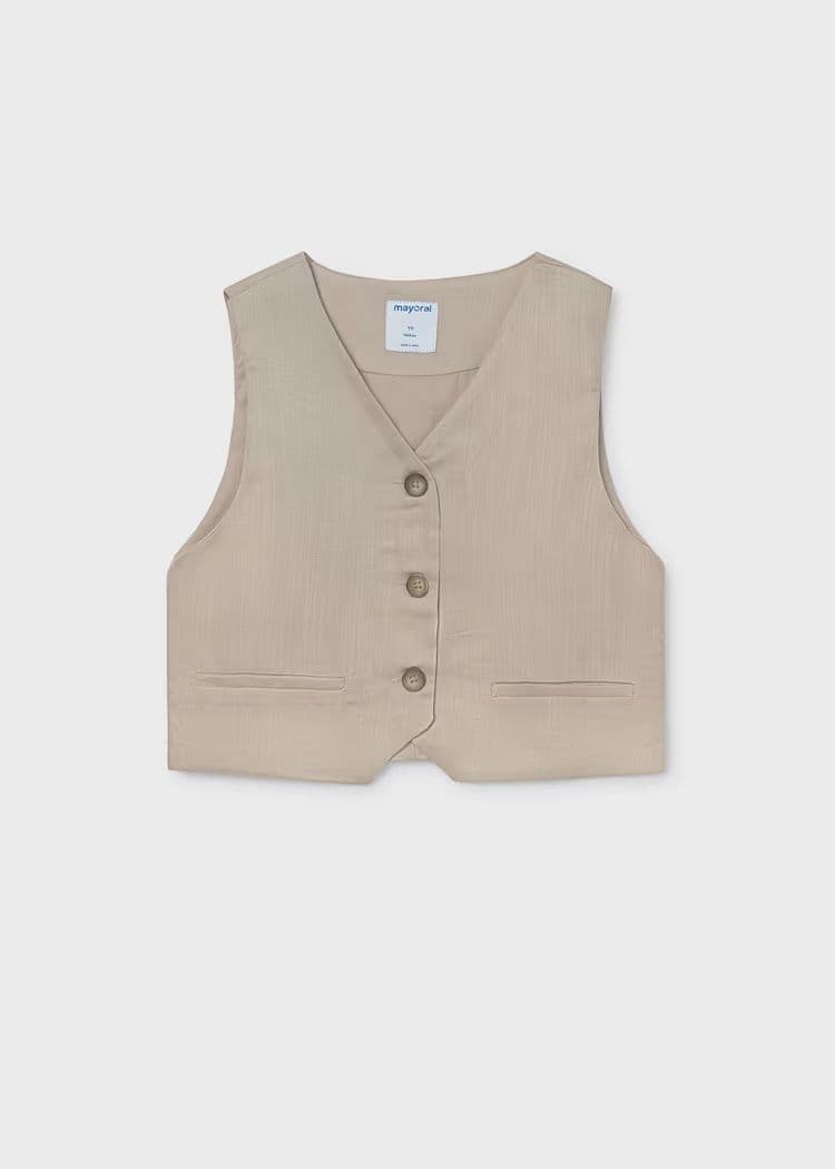 Mayoral Girls Buttoned Vest   | Sand 6355 /SS26