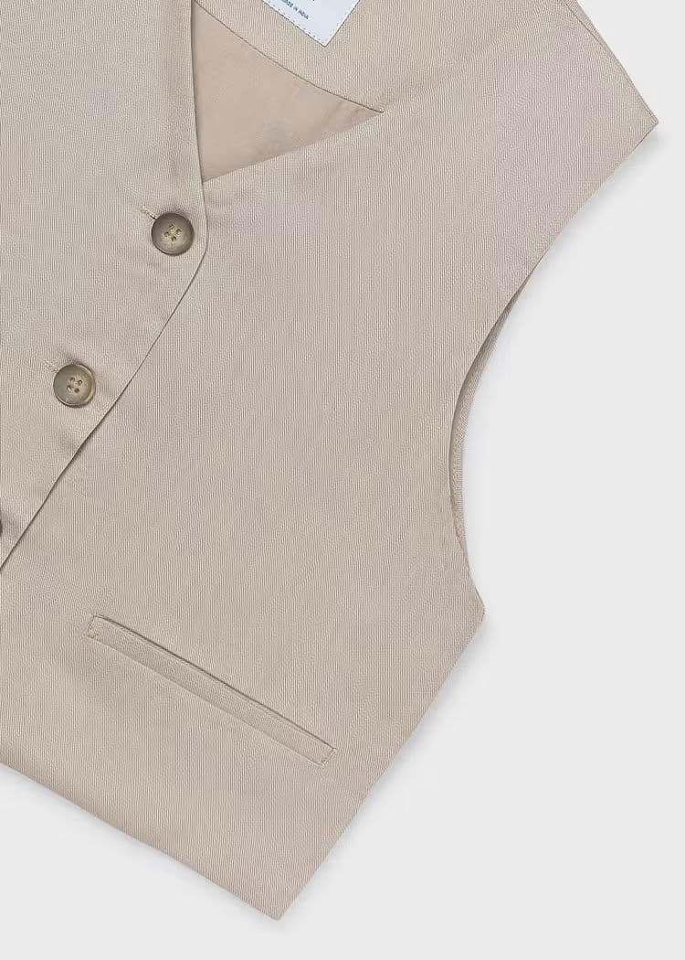Mayoral Girls Buttoned Vest   | Sand 6355 /SS26