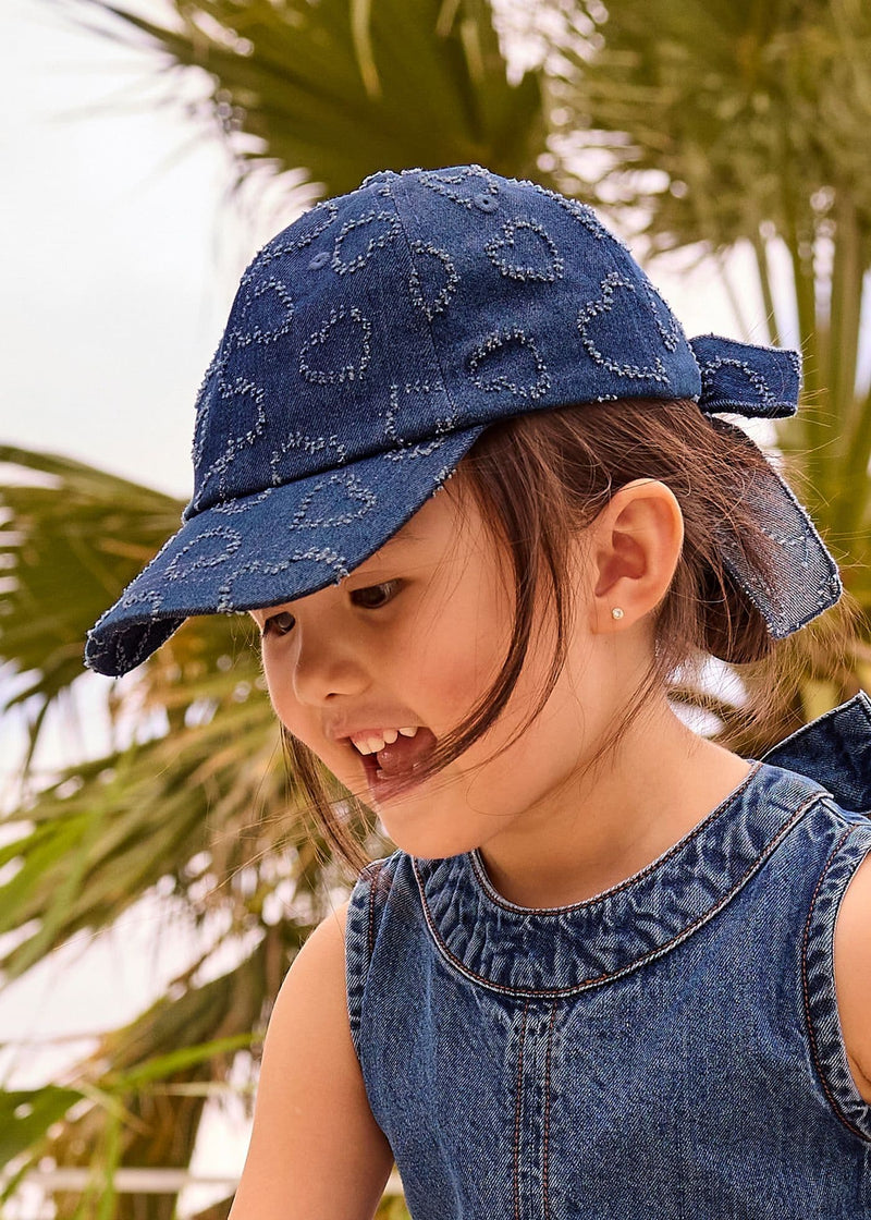Mayoral Girls Cap With Hearts | Denim 10195/SS26