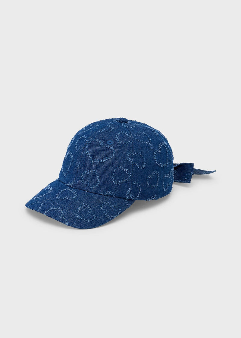 Mayoral Girls Cap With Hearts | Denim 10195/SS26