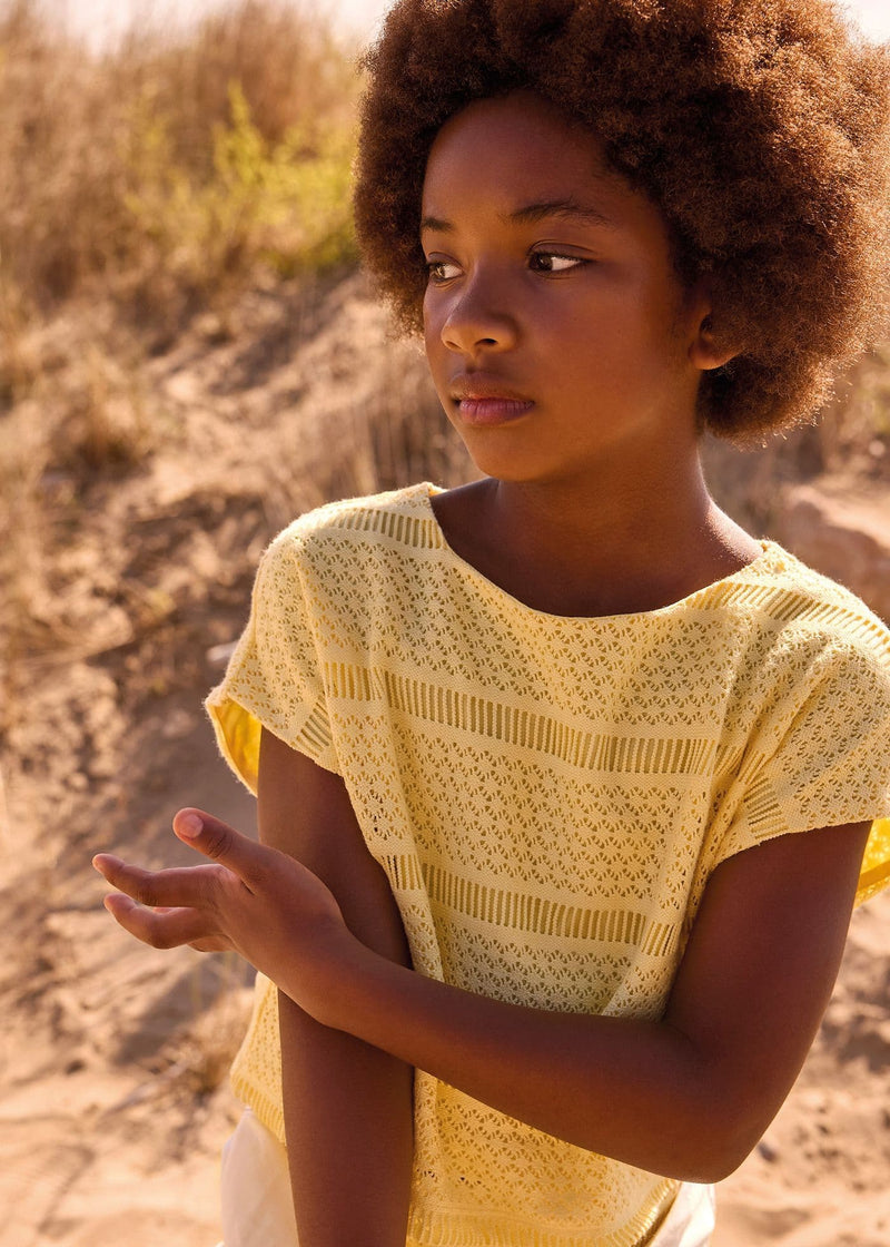 Mayoral  Girls Crochet Top | Vanilla 6022/SS26