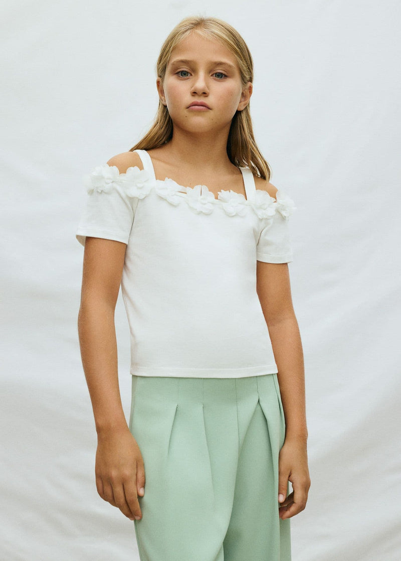 Mayoral Girls Floral SS Shirt | Natural 6003/SS26