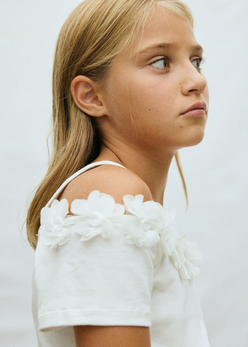 Mayoral Girls Floral SS Shirt | Natural 6003/SS26