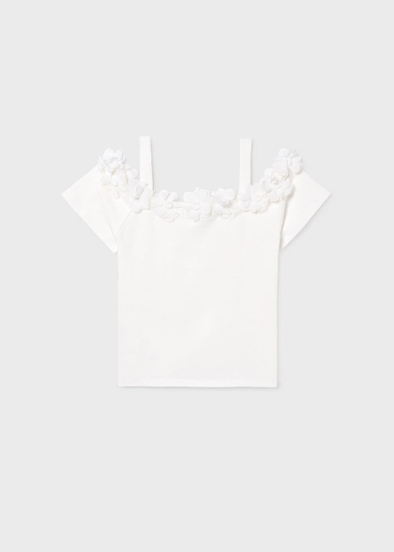 Mayoral Girls Floral SS Shirt | Natural 6003/SS26