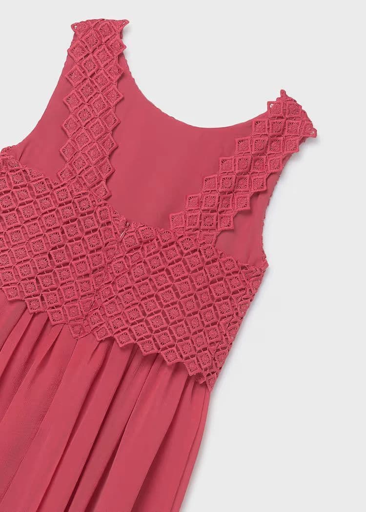 Mayoral Girls Guipur Dress| Coral 6905| SS26