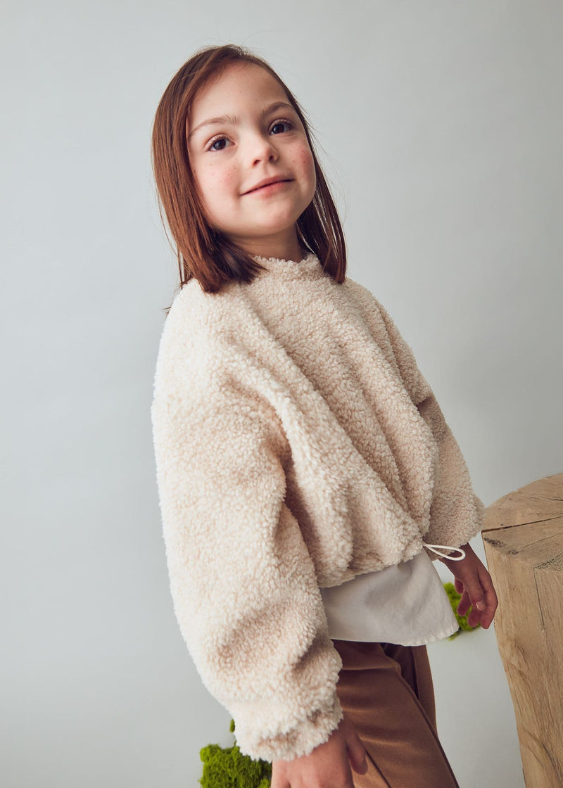 Mayoral Girls Lambs Wool Combo Pullover | Almond 4431 AW