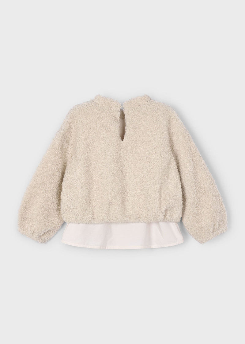 Mayoral Girls Lambs Wool Combo Pullover | Almond 4431 AW