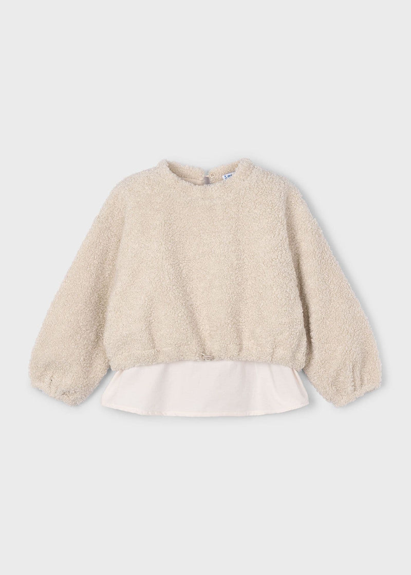 Mayoral Girls Lambs Wool Combo Pullover | Almond 4431 AW