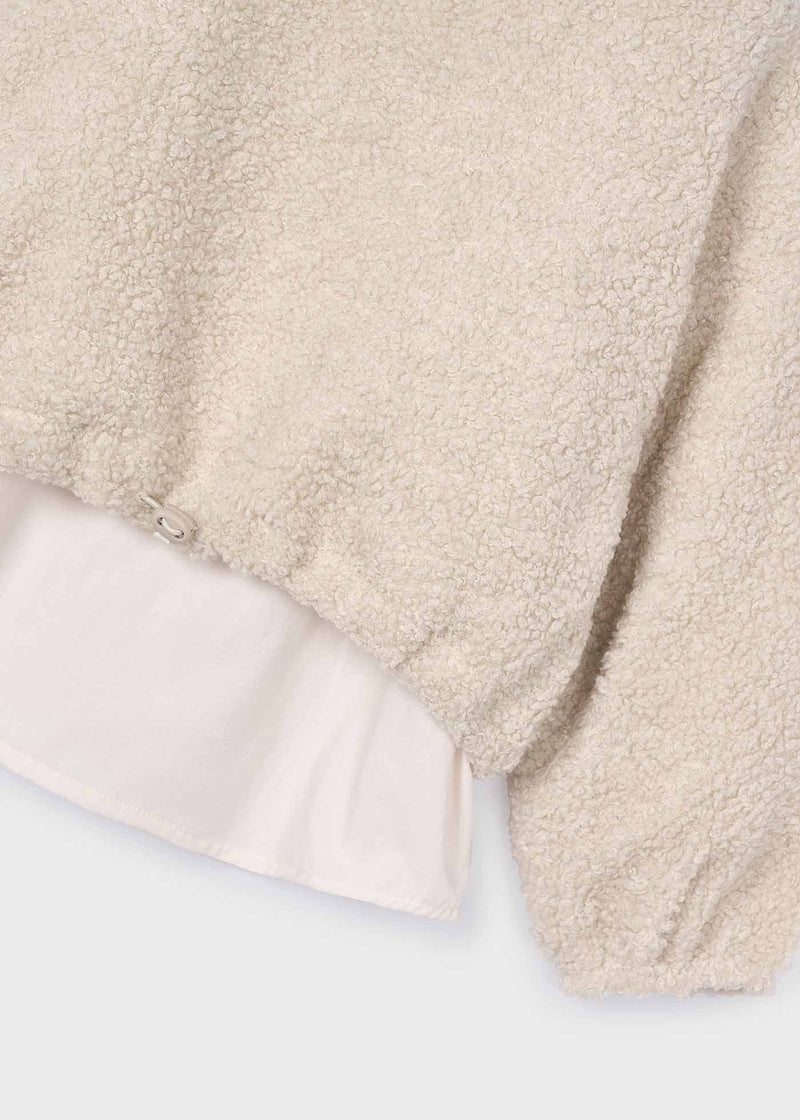 Mayoral Girls Lambs Wool Combo Pullover | Almond 4431 AW