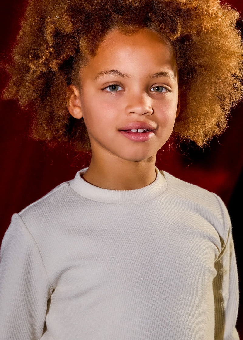 Mayoral Girls Petals T-Shirt | Cream 7030 AW