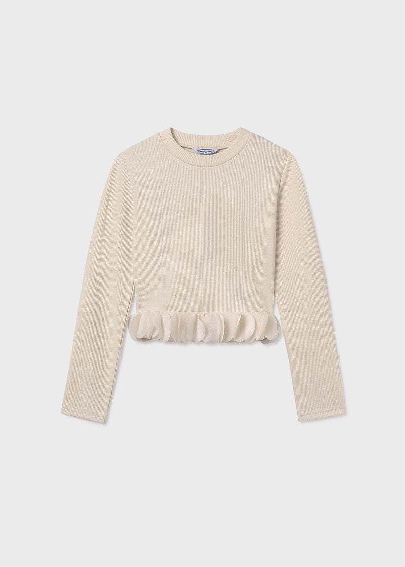 Mayoral Girls Petals T-Shirt | Cream 7030 AW