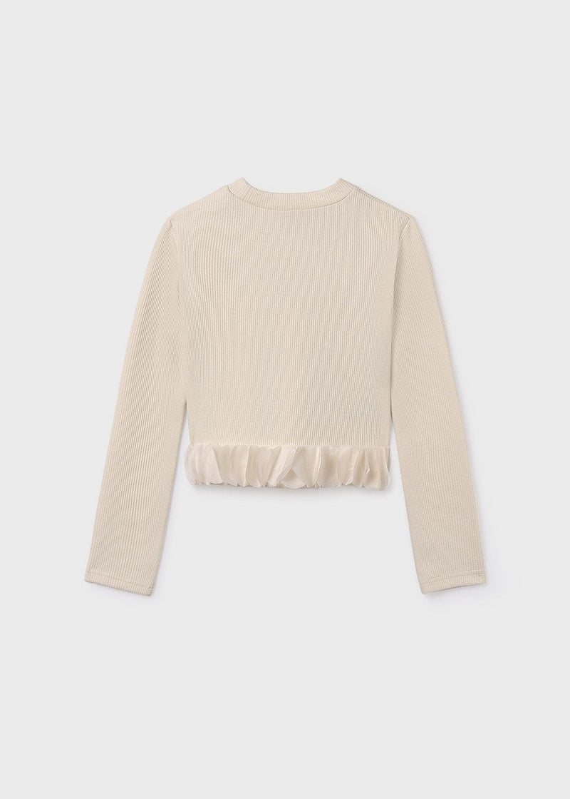 Mayoral Girls Petals T-Shirt | Cream 7030 AW