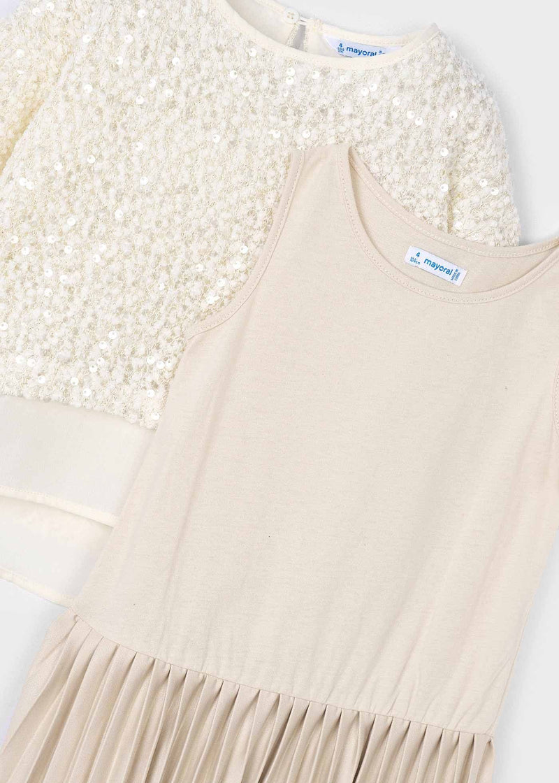 Mayoral Girls Sequin Dress  | Sand 4925 AW