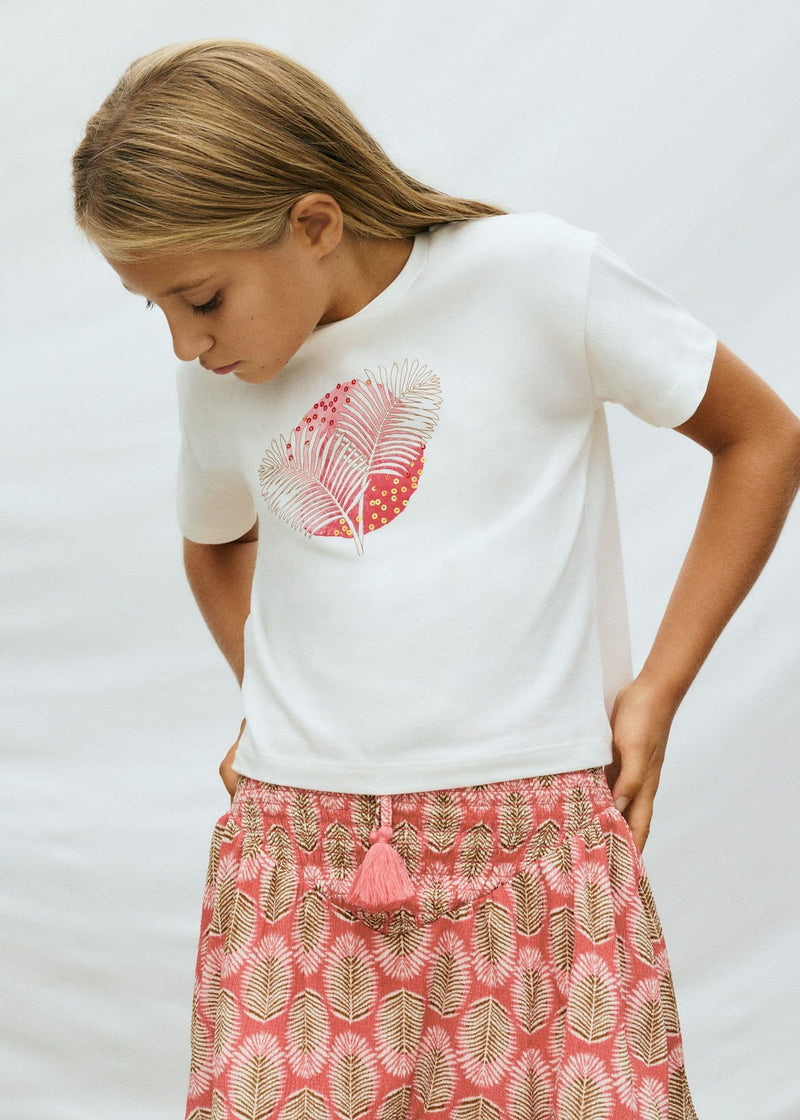 Mayoral Girls SS Print Tee | Natural 6005/SS26