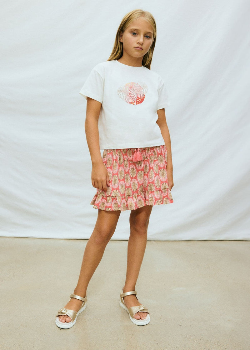 Mayoral Girls SS Print Tee | Natural 6005/SS26