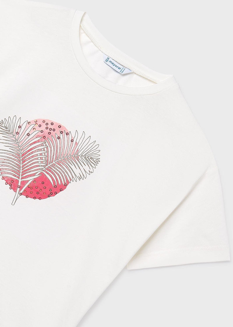Mayoral Girls SS Print Tee | Natural 6005/SS26