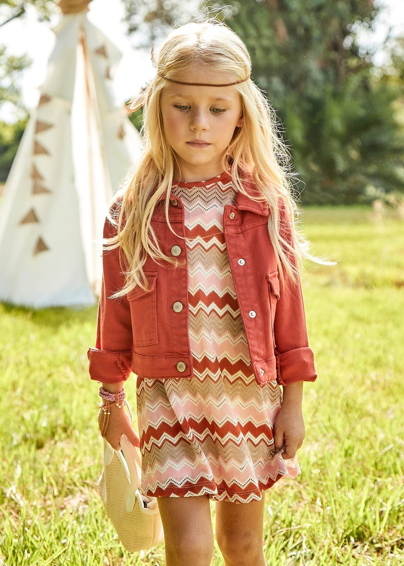Mayoral Girls Stripe Dress | Salmon 3926 SS