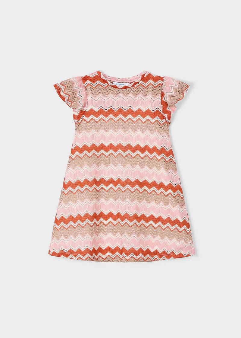 Mayoral Girls Stripe Dress | Salmon 3926 SS