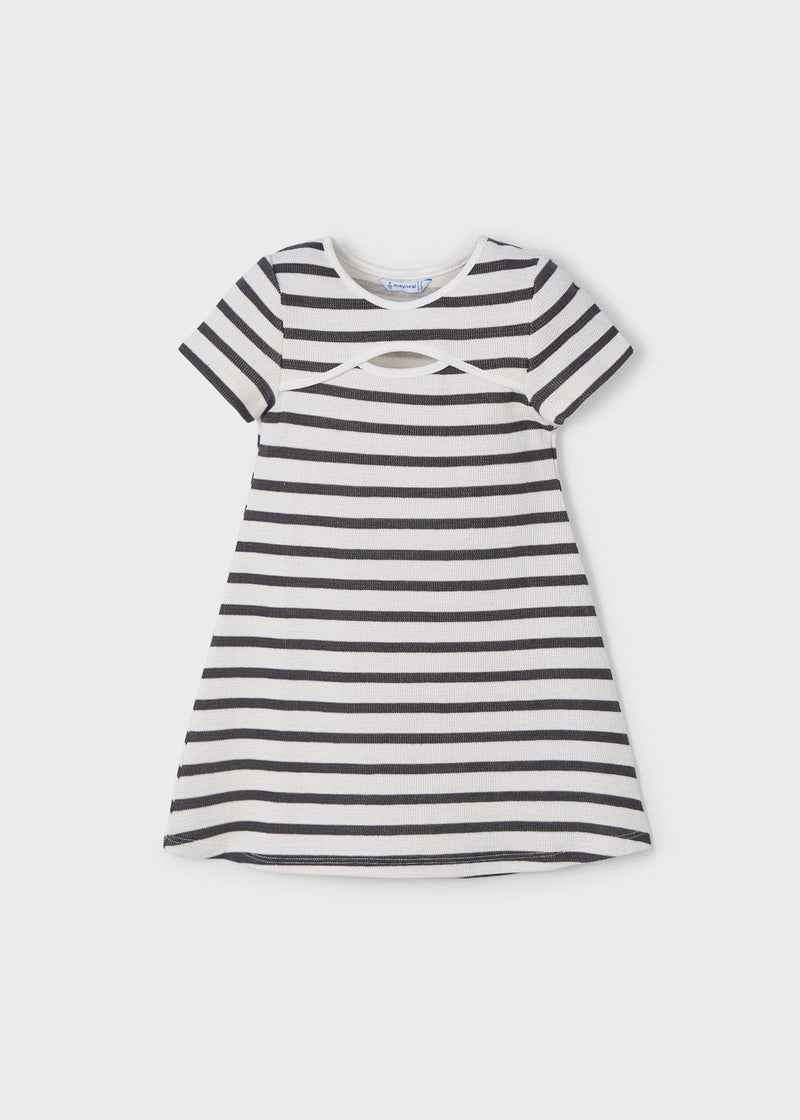 Mayoral Girls Stripe Dress | White 3924 SS