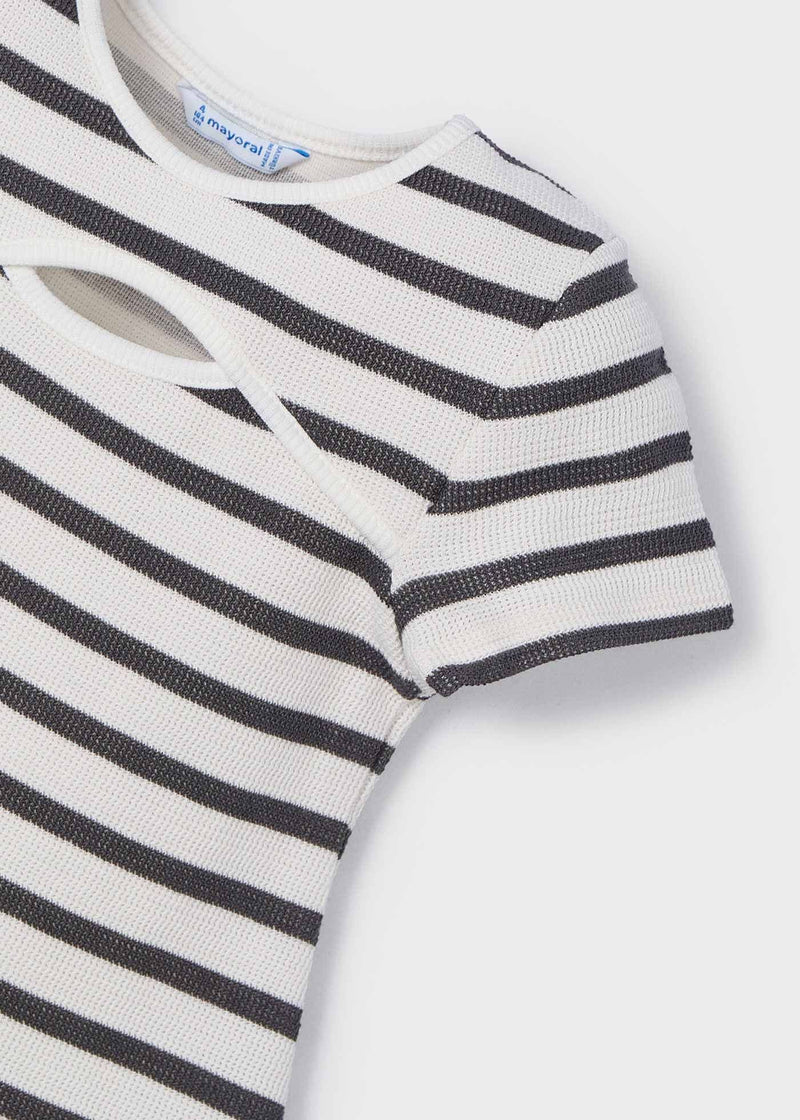 Mayoral Girls Stripe Dress | White 3924 SS