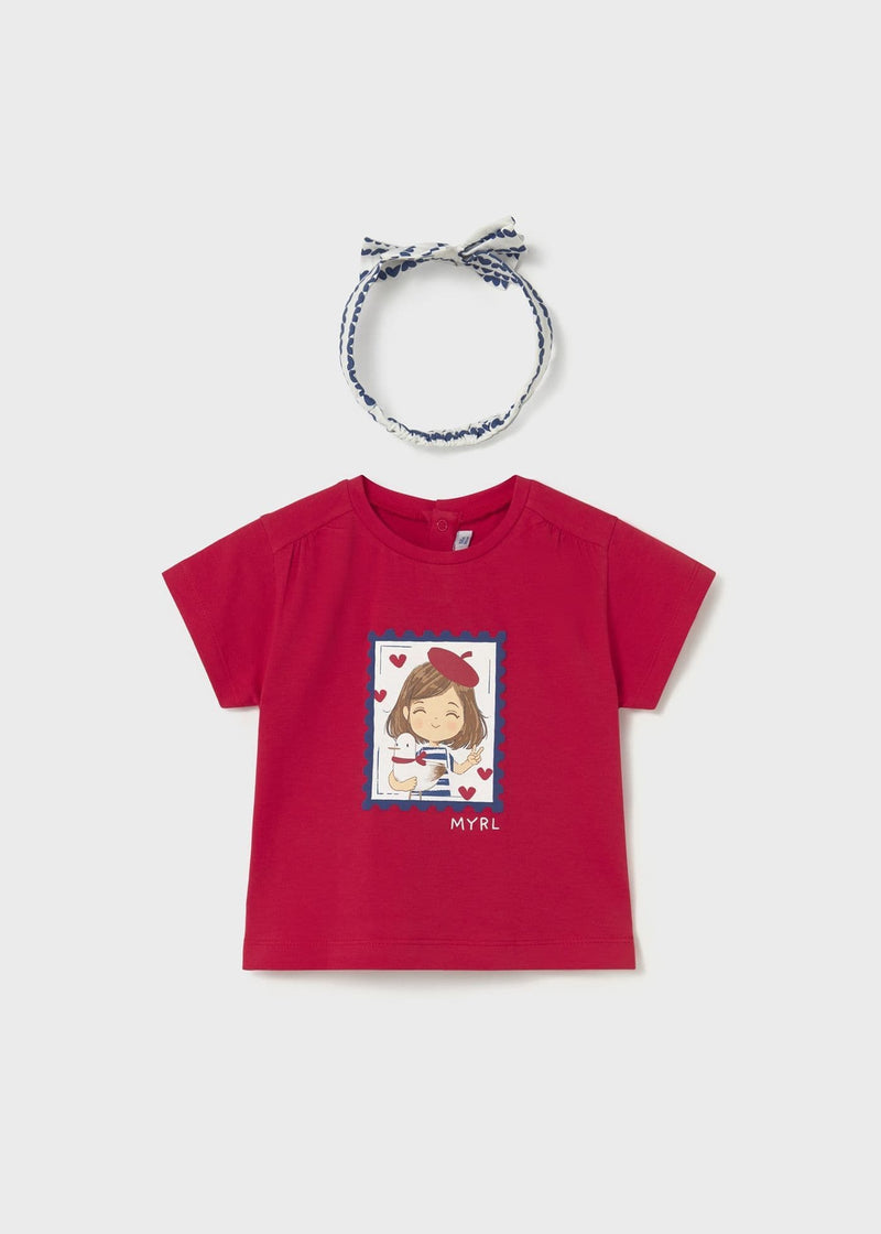 Mayoral Girls Tee With Headband | Red 1081/SS26