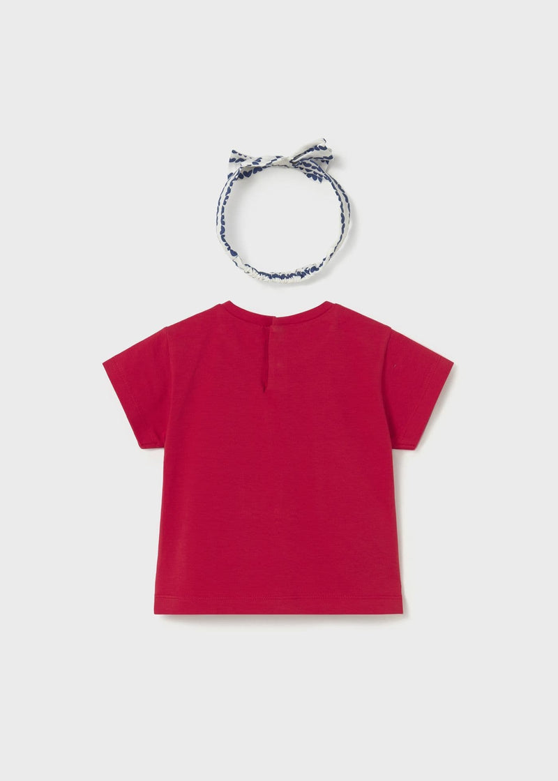 Mayoral Girls Tee With Headband | Red 1081/SS26