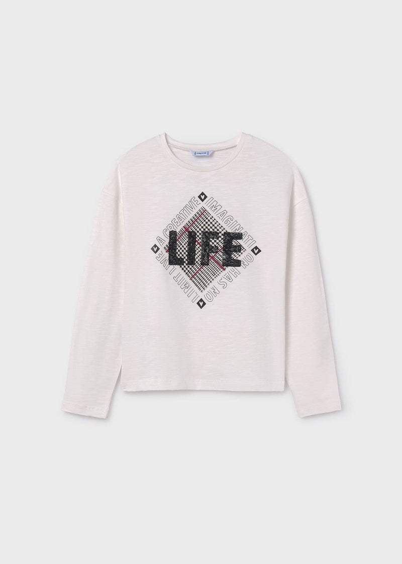 Mayoral LS Graphic Tee | Natural 7008
