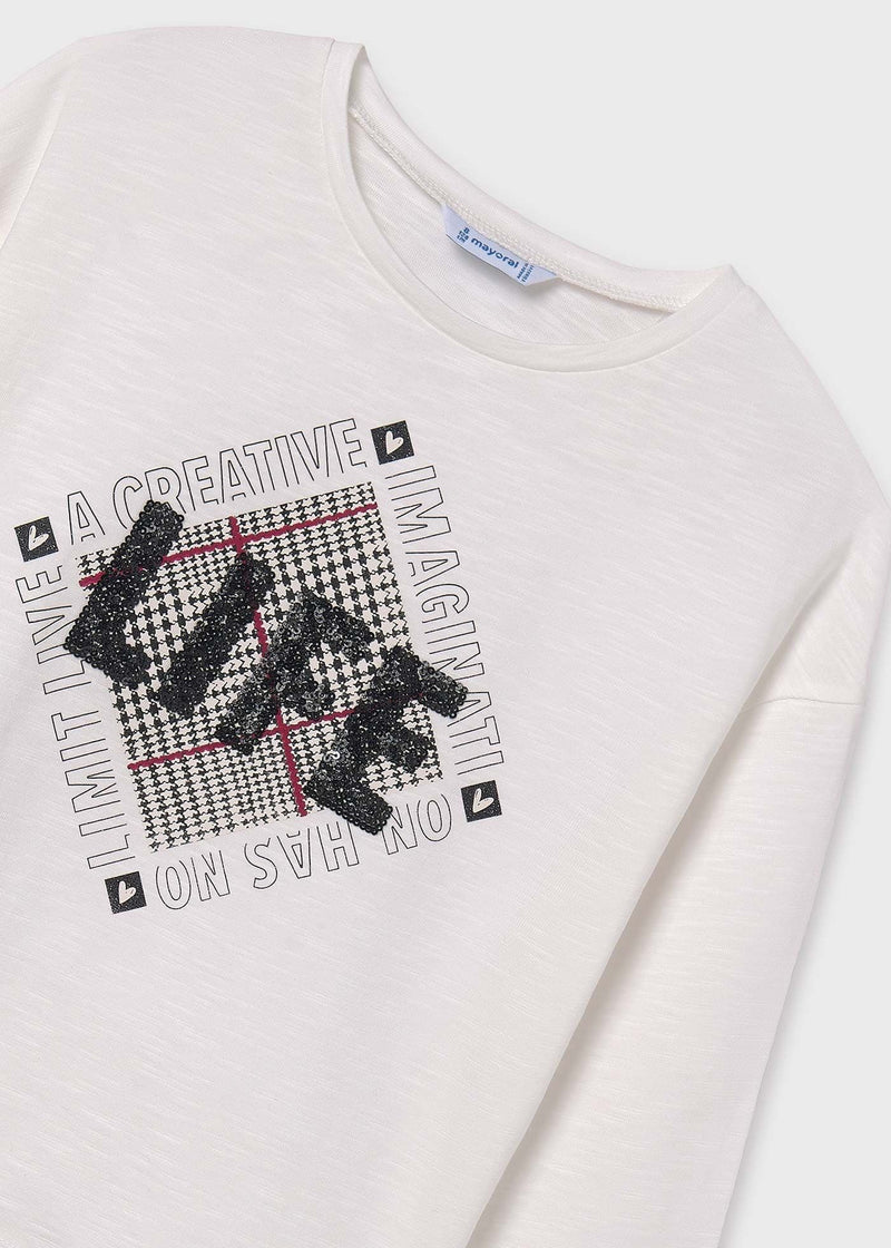 Mayoral LS Graphic Tee | Natural 7008