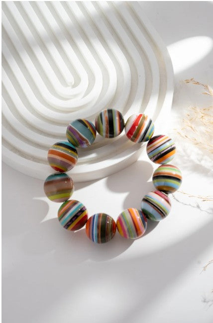 COSMOS Striped Bead Elastic Bracelet | Multi AR42004-450
