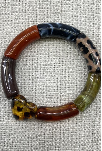 Missra Acrylic Tube Bracelet with Charm | Multi ACRYBRSK3-1