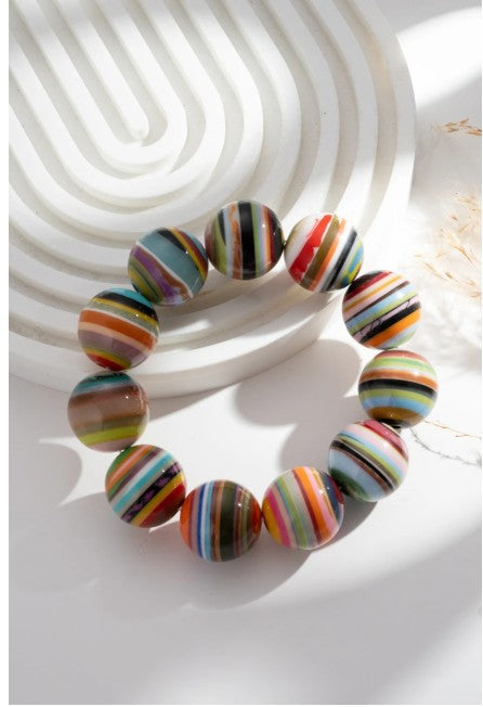COSMOS Striped Bead Elastic Bracelet | Multi AR42004-450